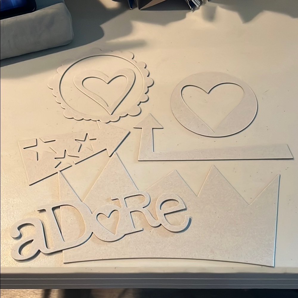White Craft Cutouts with Heart and Star Designs